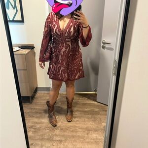 Burgundy lace dress